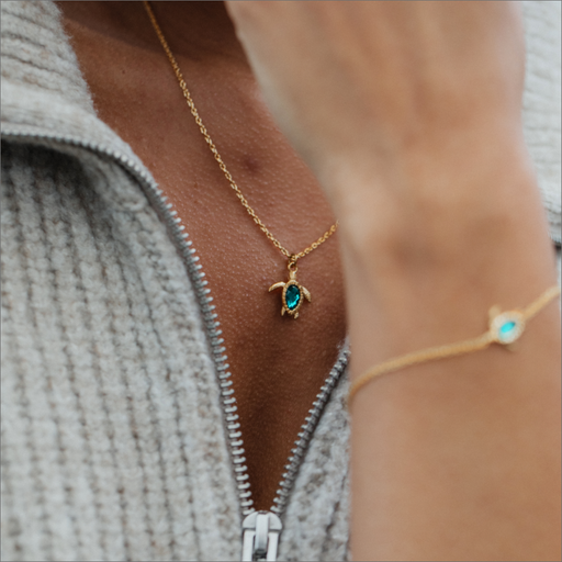Paul Hewitt Turtle Mono Halskette Aquamarine Gold Exklusive Angebote