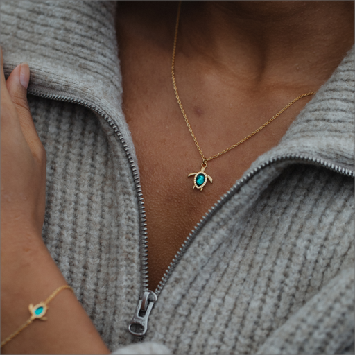 Paul Hewitt Turtle Mono Halskette Aquamarine Gold Exklusive Angebote