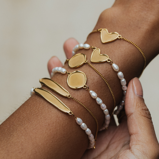 Paul Hewitt Engravable Heart Pearl Armkette Gold Bis zu 50% Rabatt