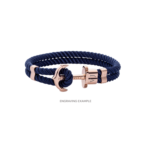 Paul Hewitt PHREP Armband Roségold Marineblau Kostenloser Versand