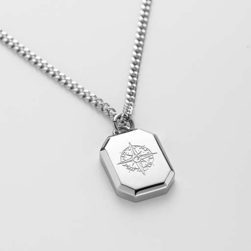 Paul Hewitt Men's Octagonal Halskette Windrose Silber Sonderangebot