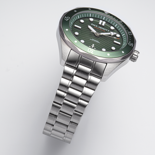 Paul Hewitt Ocean Diver Multilink Uhr Silber Grün Riesige Ersparnisse