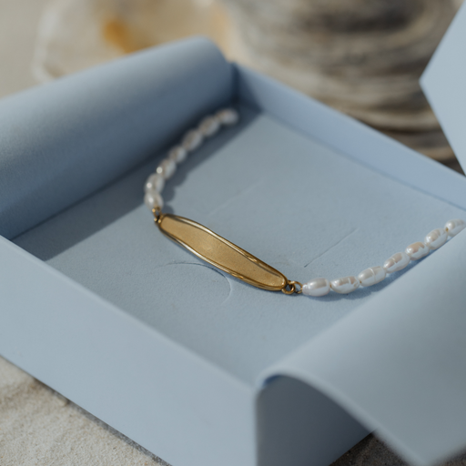 Paul Hewitt Engravable Plate Pearl Armkette Gold Begrenzte Freigabe