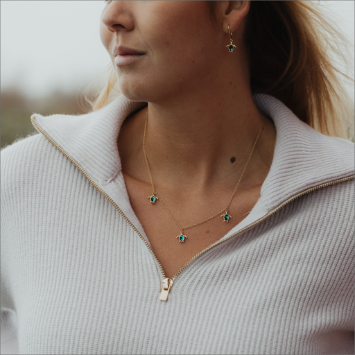 Paul Hewitt Turtle Halskette Aquamarine Gold Preisnachlass