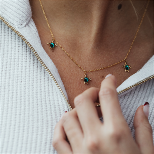Paul Hewitt Turtle Halskette Aquamarine Gold Preisnachlass