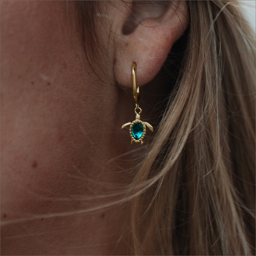 Paul Hewitt Turtle Hoops Ohrring Aquamarine Gold Saisonschlussverkauf