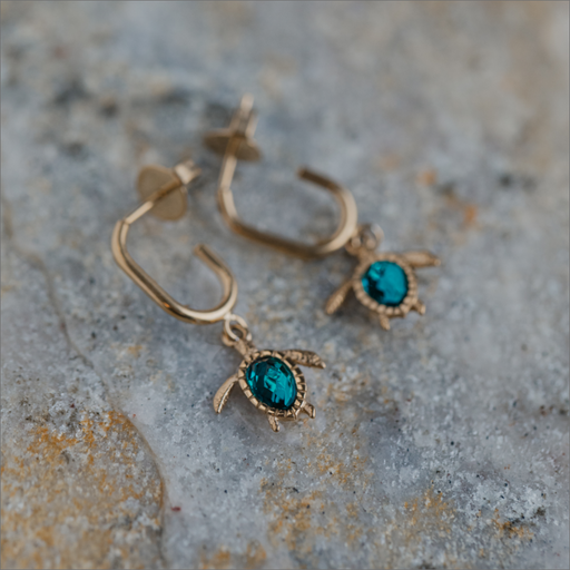 Paul Hewitt Turtle Hoops Ohrring Aquamarine Gold Saisonschlussverkauf
