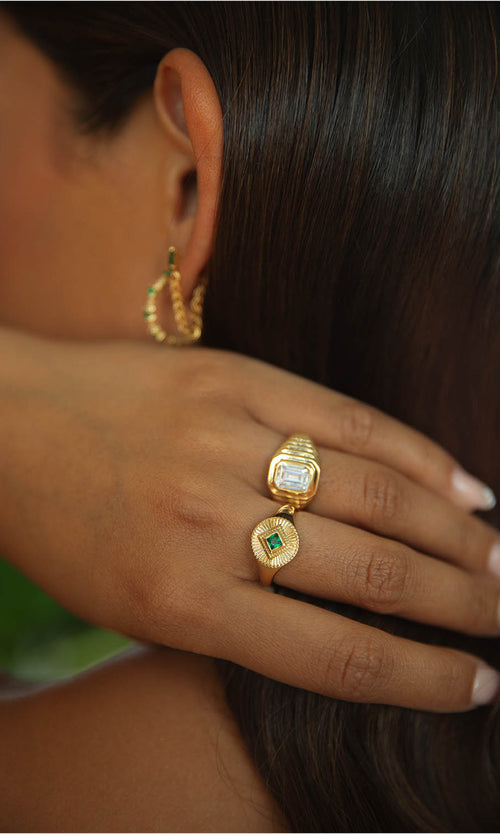 Paul Valentine Emerald Ring White Neueste Stile