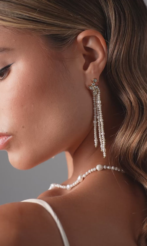 Paul Valentine Adorn Earrings Pearl Tassel Cyber Monday