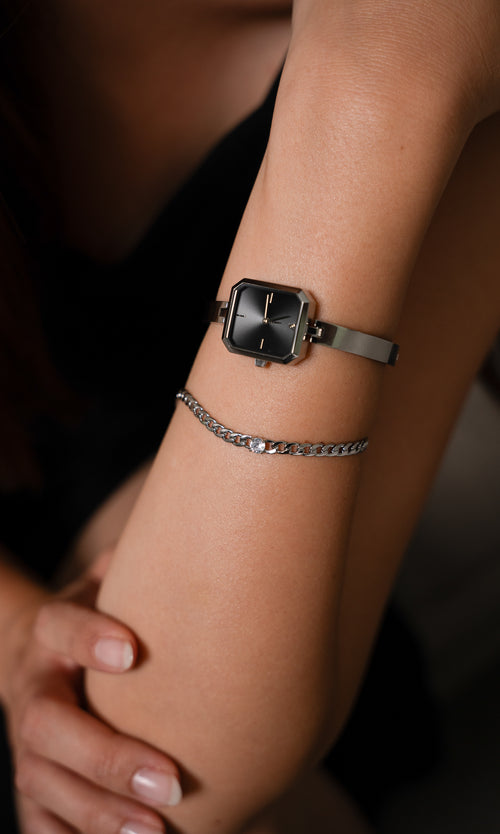 Paul Valentine Ethereal Watch & Curb Bracelet Set Silver Bestseller