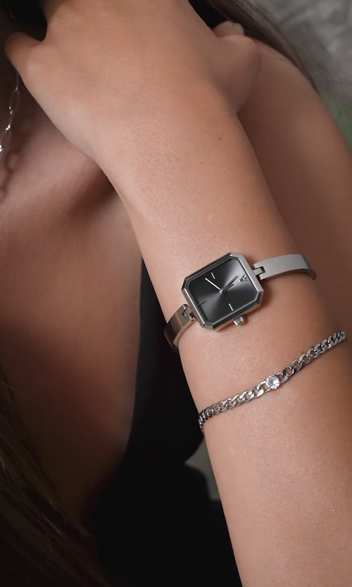 Paul Valentine Ethereal Watch & Curb Bracelet Set Silver Bestseller