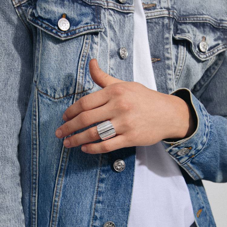 Pilgrim LAUREL recycelter Ring versilbert Große Rabatte