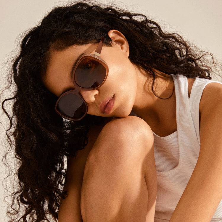Pilgrim PARKER Retro-Oversized-Sonnenbrille, Hellbraun Schlussverkauf
