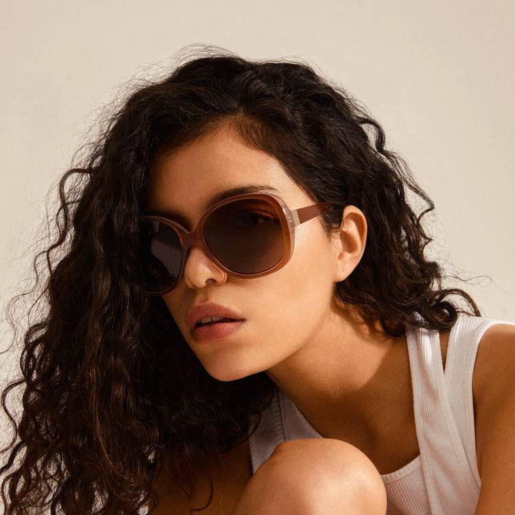 Pilgrim PARKER Retro-Oversized-Sonnenbrille, Hellbraun Schlussverkauf