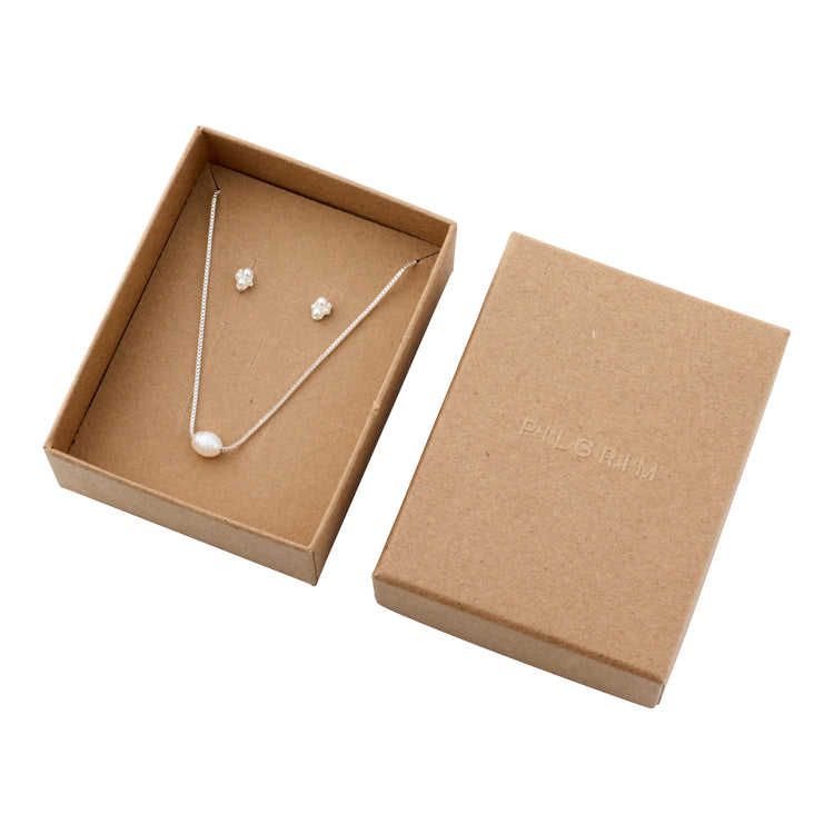 Pilgrim ALAYAH Geschenkset, Halskette & Ohrstecker, versilbert Neueste Mode