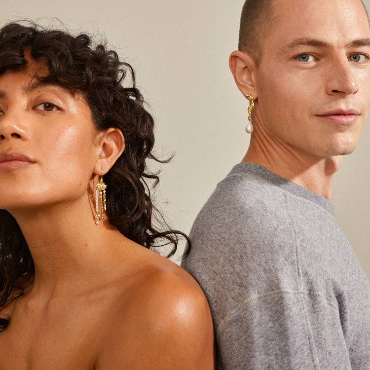Pilgrim MOON recycelte Ohrringe vergoldet Super Sparpreis