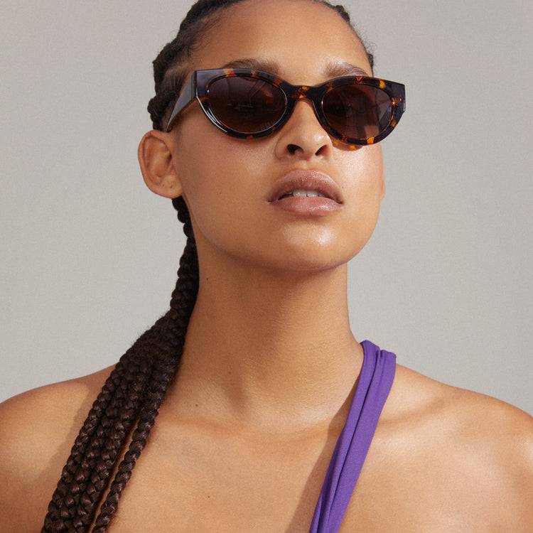 Pilgrim JUNA Cat-Eye-Sonnenbrille in braunem Schildpatt Outlet