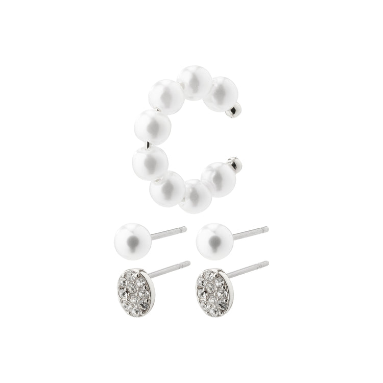 Pilgrim BEAT Ohrringe und Cuff, 3-in-1-Set, versilbert Kauf eins, bekomm eins gratis
