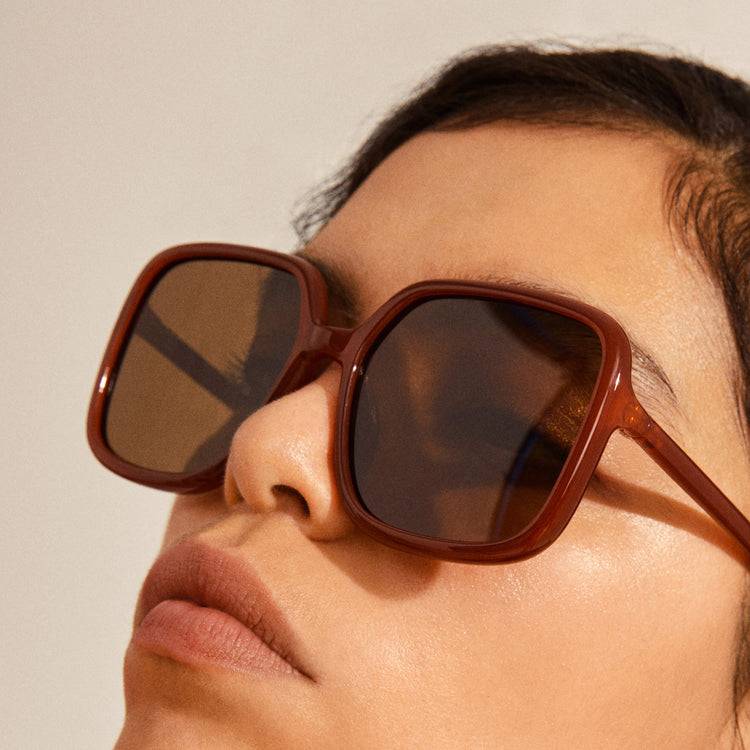 Pilgrim MILAN oversized Retro-Sonnenbrille braun Großer Ausverkauf