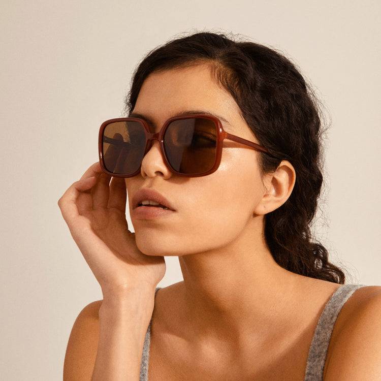 Pilgrim MILAN oversized Retro-Sonnenbrille braun Großer Ausverkauf