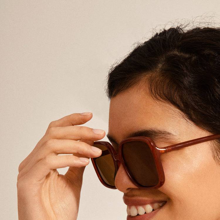 Pilgrim MILAN oversized Retro-Sonnenbrille braun Großer Ausverkauf