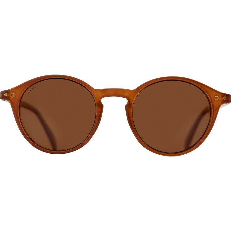 Pilgrim ROXANNE klassische runde Sonnenbrille, braun Weihnachtsangebot