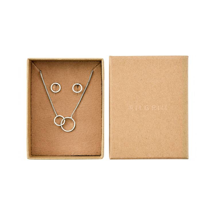 Pilgrim Viviane recyceltes Set, Halskette & Ohrstecker, versilbert Online Outlet