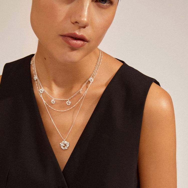 Pilgrim SMILE recycelte Halskette mit Münzanhänger, versilbert Flash Sale