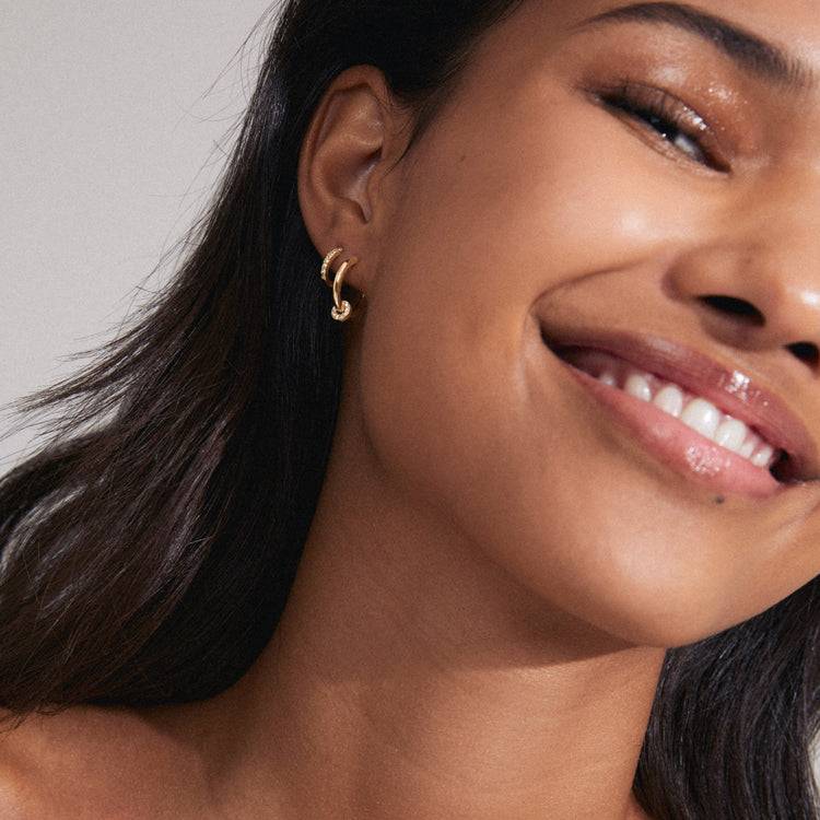 Pilgrim SCOTTIE recycelte Ohrringe 2-in-1-Set vergoldet Verkauf