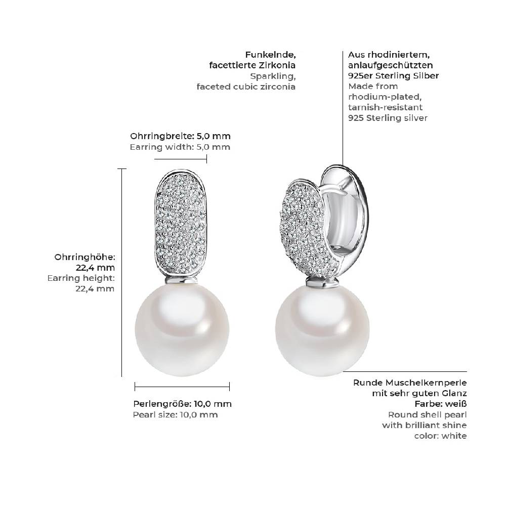Rafaela Donata Ohrhänger Sterling Silber Südsee-Muschelkernperle weiß Zirkonia weiß Im Verkauf