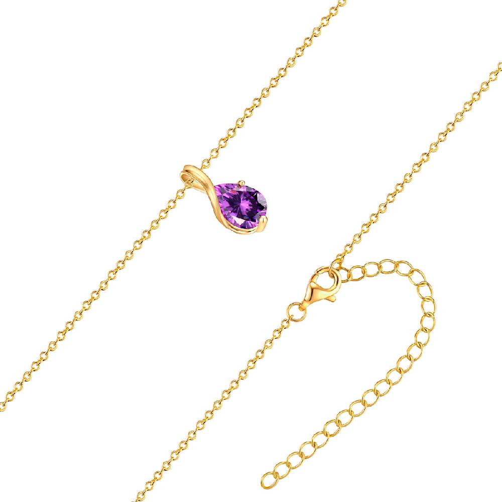 Rafaela Donata Kette mit Anhänger Sterling Silber gelbgold Zirkonia violett Angebote