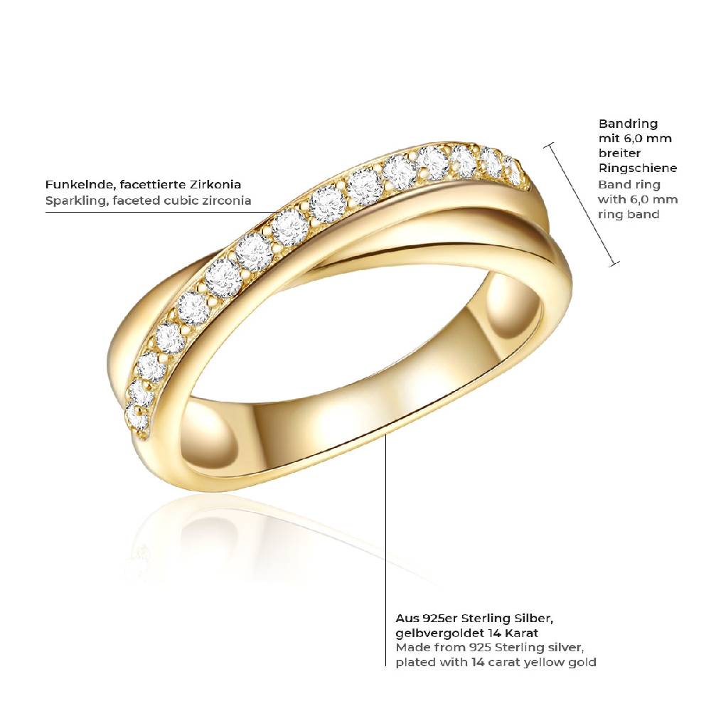 Rafaela Donata Ring Sterling Silber gelbgold Zirkonia weiß Neueste Stile