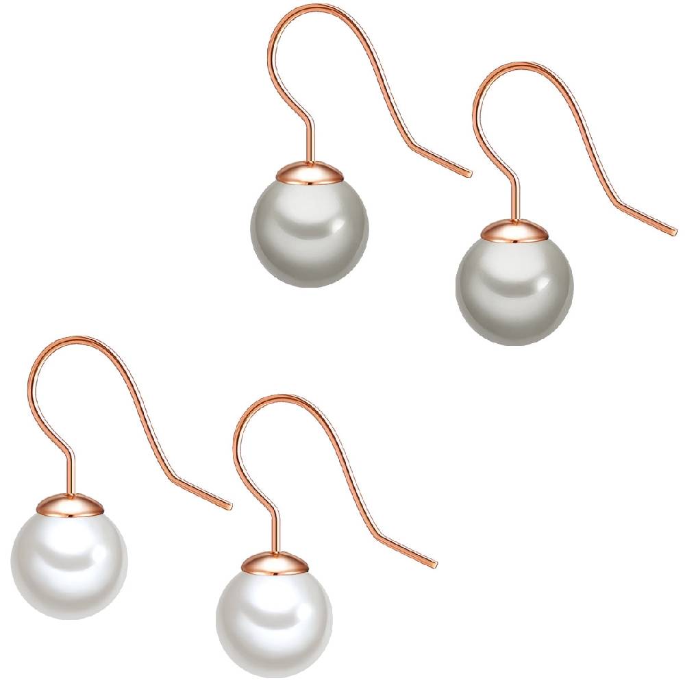 Rafaela Donata 2er Set Perlenohrhänger Sterling Silber roségold Muschelkernperle weiß silbergrau Blitzverkäufe