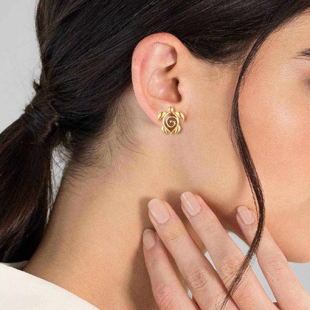Rafaela Donata Ohrstecker Sterling Silber gelbgold Emaille braun Sonderangebot