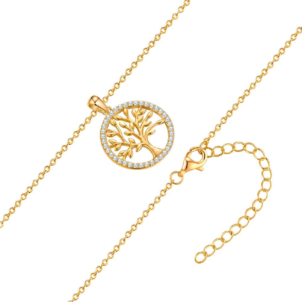 Rafaela Donata Kette mit Anhänger Sterling Silber gelbgold Zirkonia weiß Tägliche Deals