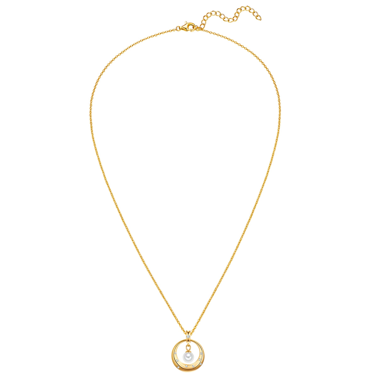 Rafaela Donata Kette mit Anhänger Sterling Silber gelbgold Muschelkernperle weiß Zirkonia weiß Discount Store für neue Produkte