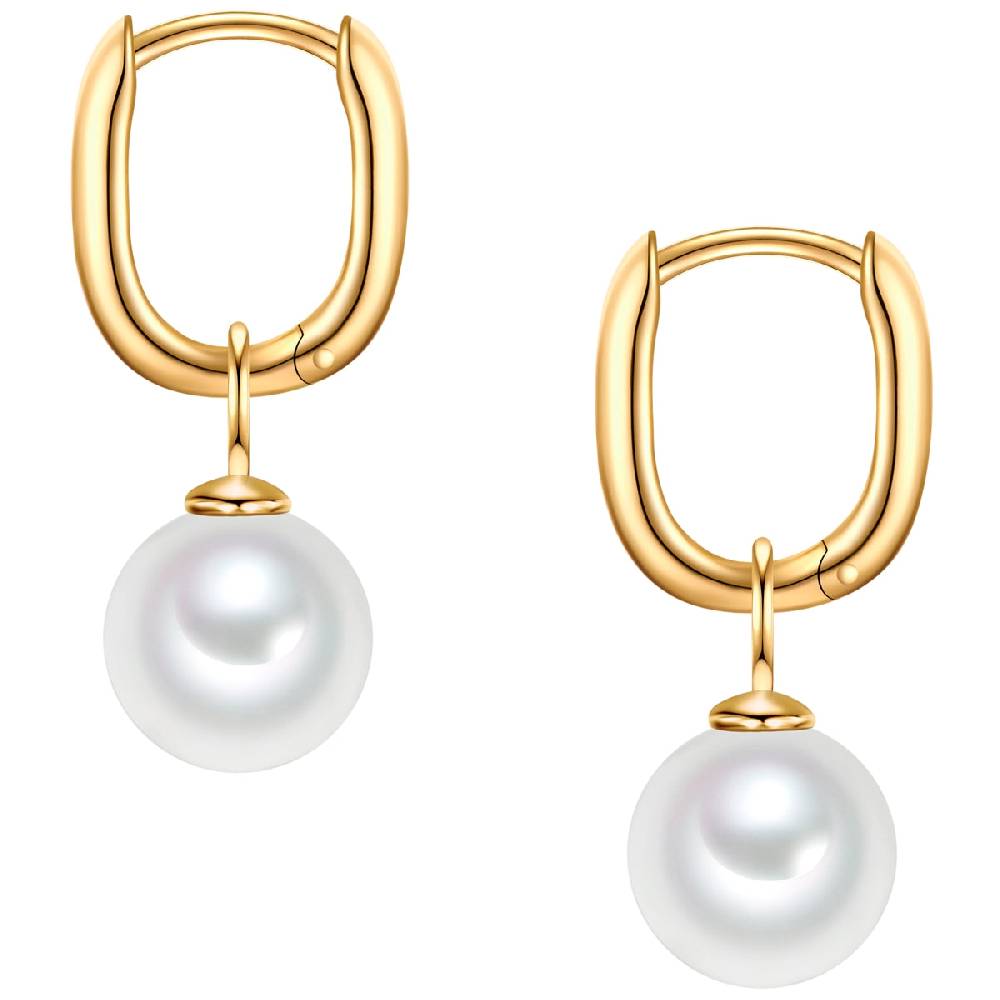 Rafaela Donata Creolen Sterling Silber gelbgold Zirkonia weiß Muschelkernperle weiß Rabatt