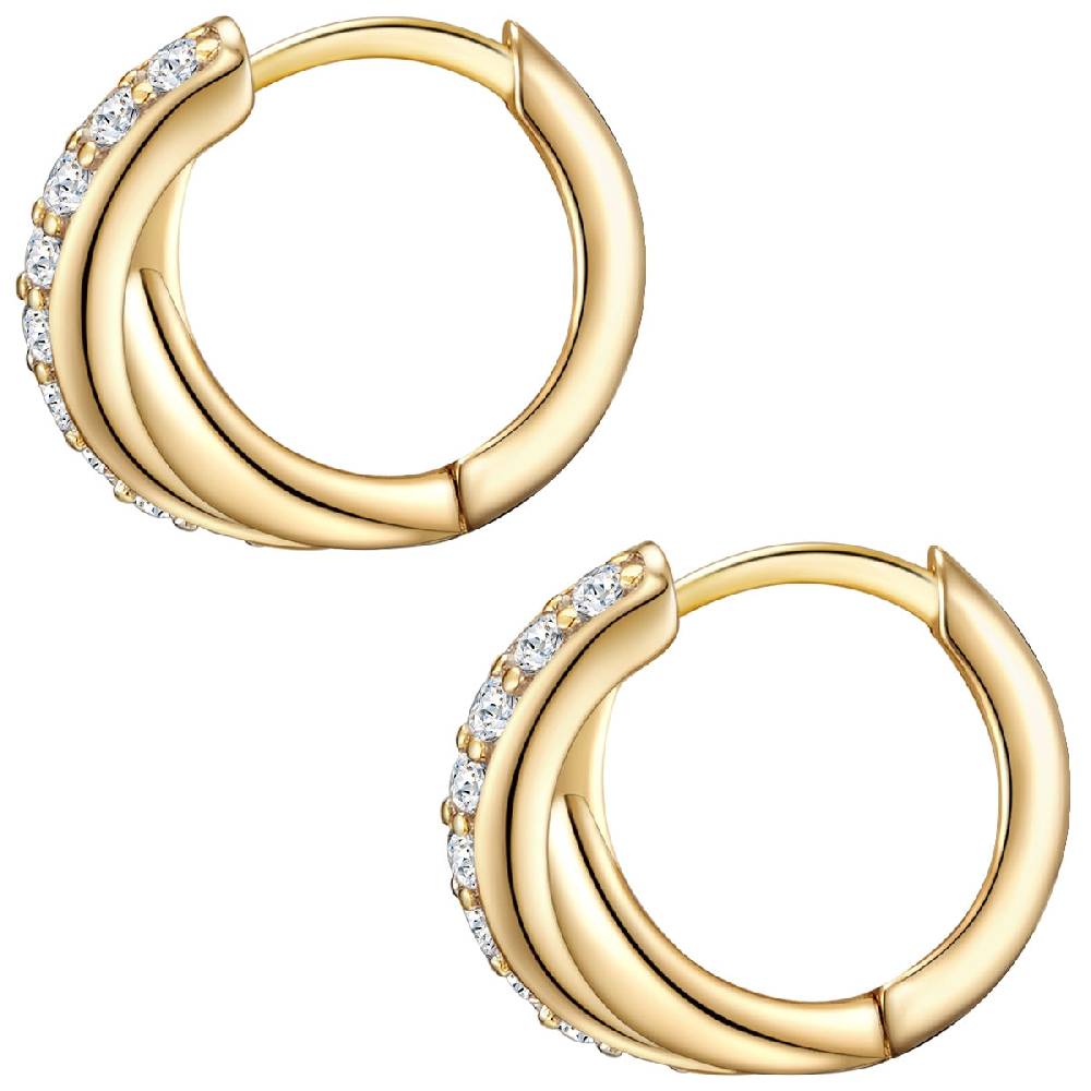Rafaela Donata Klappcreolen Sterling Silber gelbgold Zirkonia weiß Online Outlet