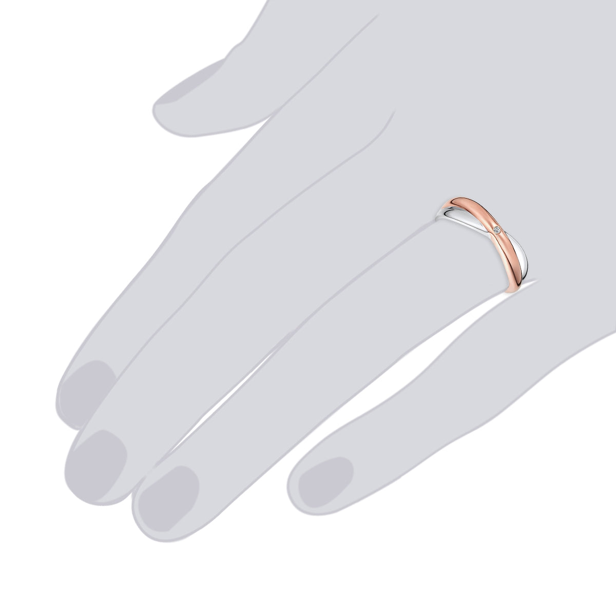 Rafaela Donata Ring Sterling Silber bi-Color Diamant weiß Bis zu 60% Rabatt