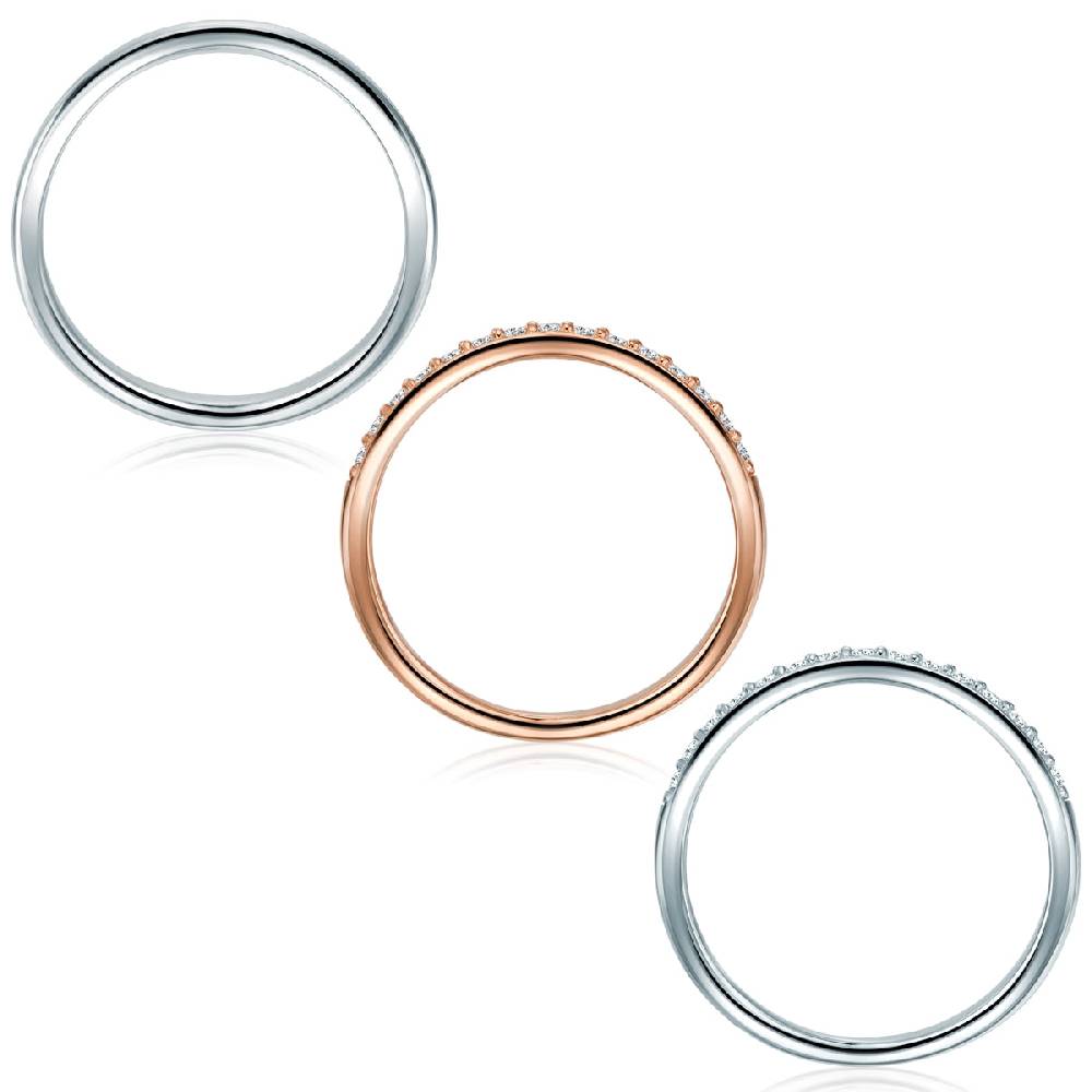 Rafaela Donata 3er Set Ringe Sterlin Silber bi-Color Zirkonia weiß Bis zu 65% Rabatt