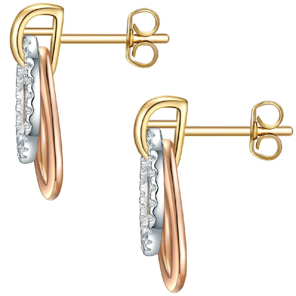 Rafaela Donata Ohrstecker Sterling Silber tri-Color Zirkonia weiß Begrenztes Angebot
