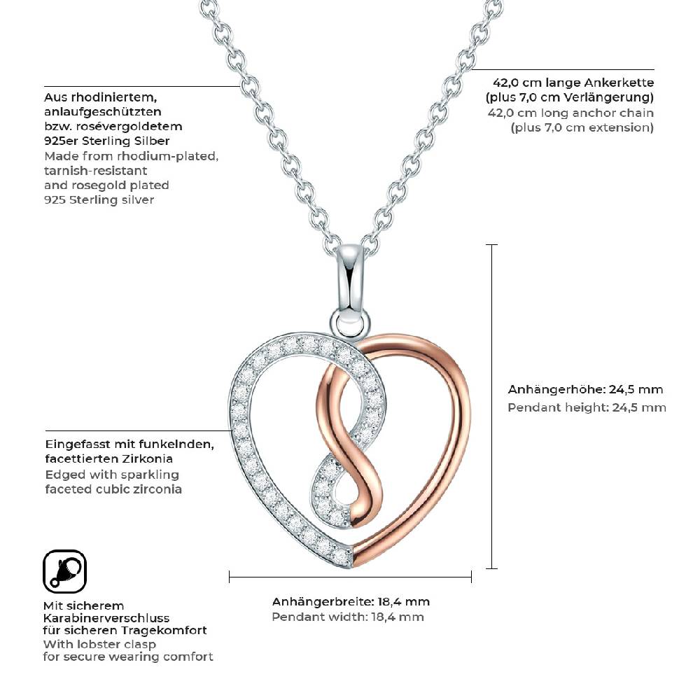 Rafaela Donata Kette mit Anhänger Sterling Silber bi-Color Zirkonia weiß Vierteljährliche Förderung