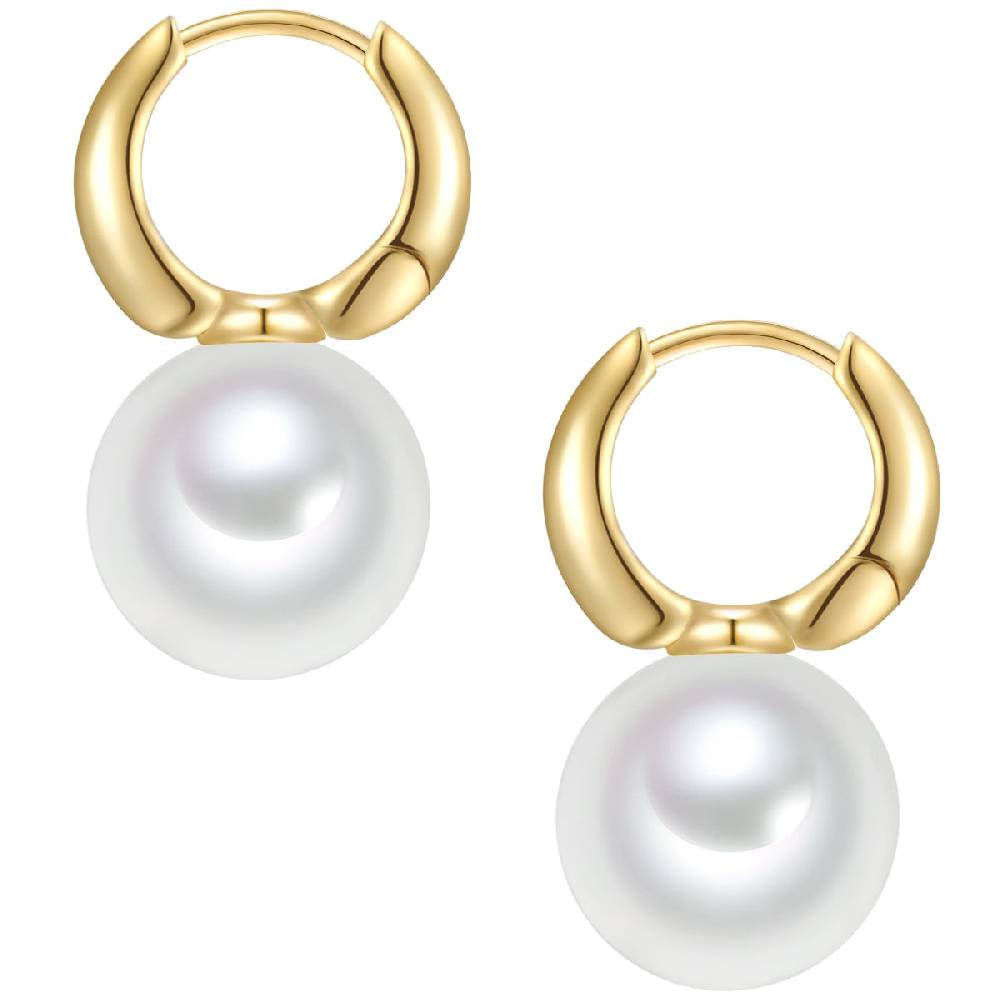 Rafaela Donata Creolen Sterling Silber gelbgold Muschelkernperle weiß Weihnachtsangebot