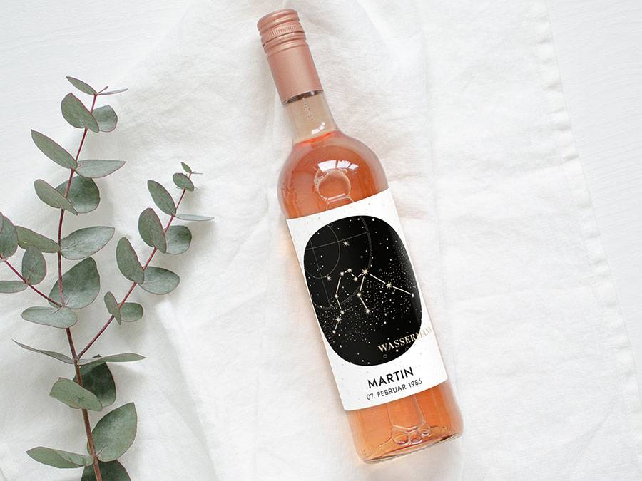 Renna Deluxe Personalisiertes Weinlabel mit Sternzeichen als Geschenk Online Shopping