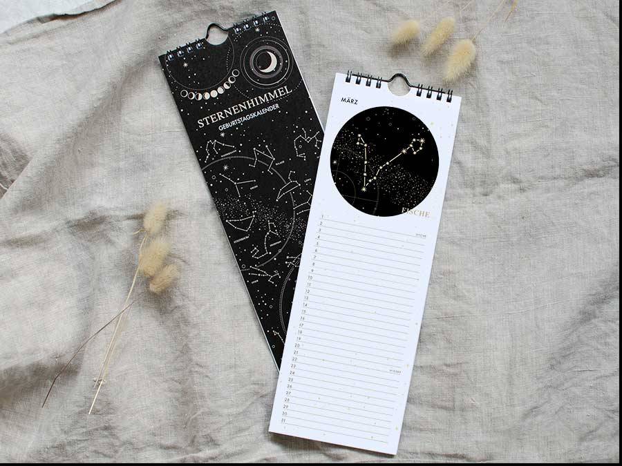Renna Deluxe GEBURTSTAGSKALENDER Sternzeichen immerwährend Heißer Verkauf