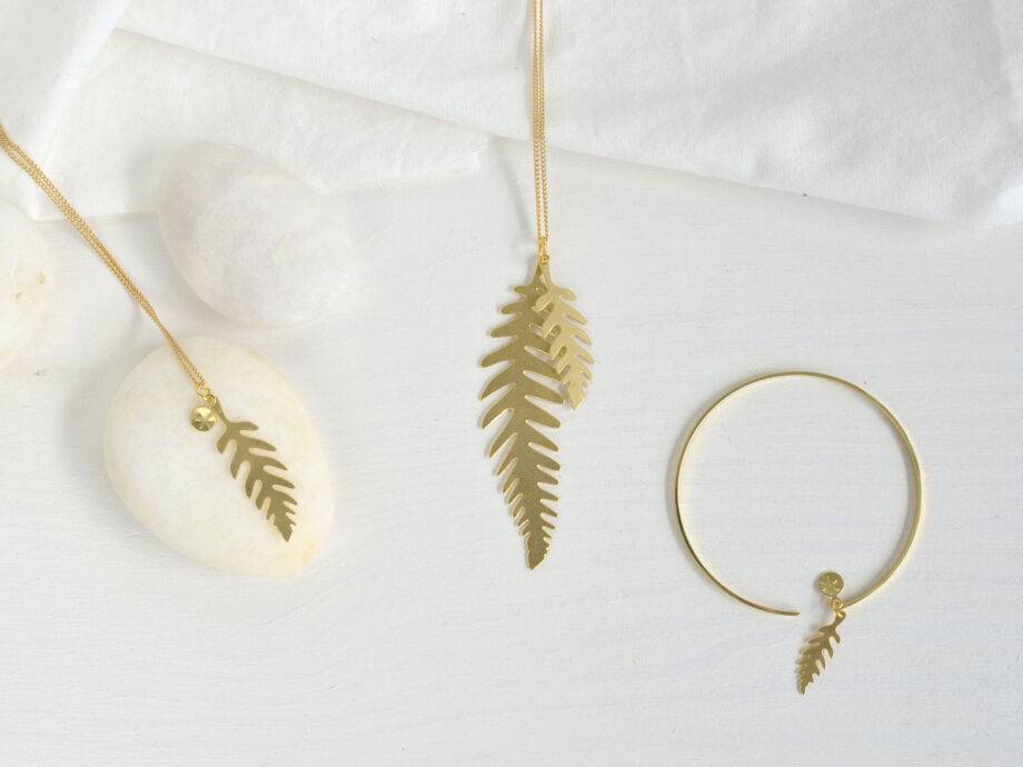 Renna Deluxe Lange goldene Kette mit Farn Letzte 2 Tage