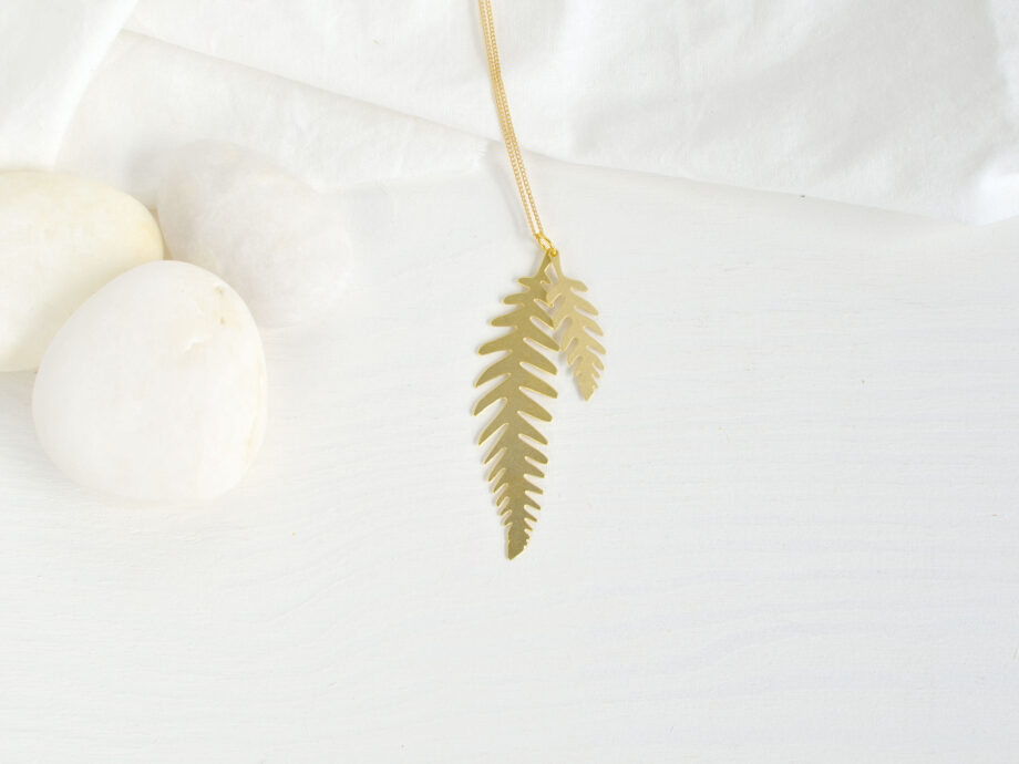 Renna Deluxe Lange goldene Kette mit Farn Letzte 2 Tage