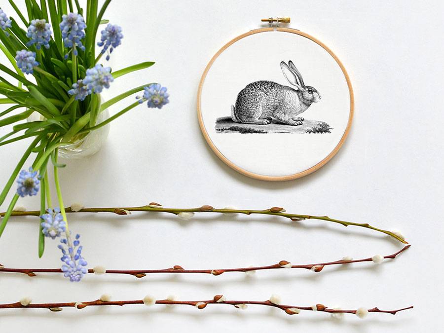 Renna Deluxe Hase _ Bild im Stickrahmen Zeitbegrenzte Promotion