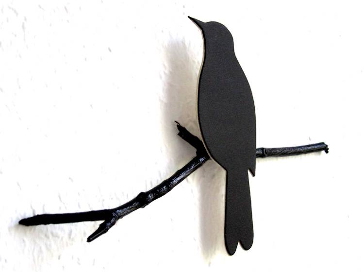 Renna Deluxe Amsel in Schwarz Wandobjekt Online