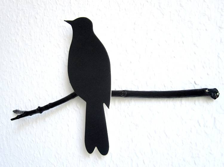 Renna Deluxe Amsel in Schwarz Wandobjekt Online